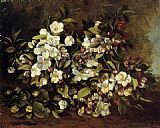 Gustave Courbet Famous Paintings - Flowering Apple Tree Branch